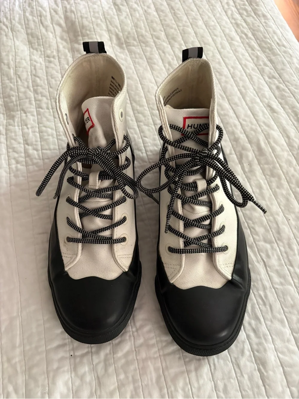 Hunter Target Two-Tone Canvas High-Top Boots Women 8.5 Unisex